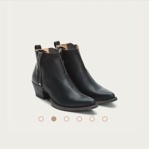 Frye Black Leather Side-Zip Ankle Booties